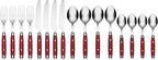 Cambridge 07216CBWD32R Jubilee Red 16-Piece Flatware Set, Thick Handles