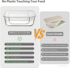 GENICOOK 30 Pieces Glass Food Storage Containers with Snap Locking Lids,Glass Meal Prep Containers Set - Airtight Lunch Containers, Microwave, Oven, Freezer and Dishwasher White