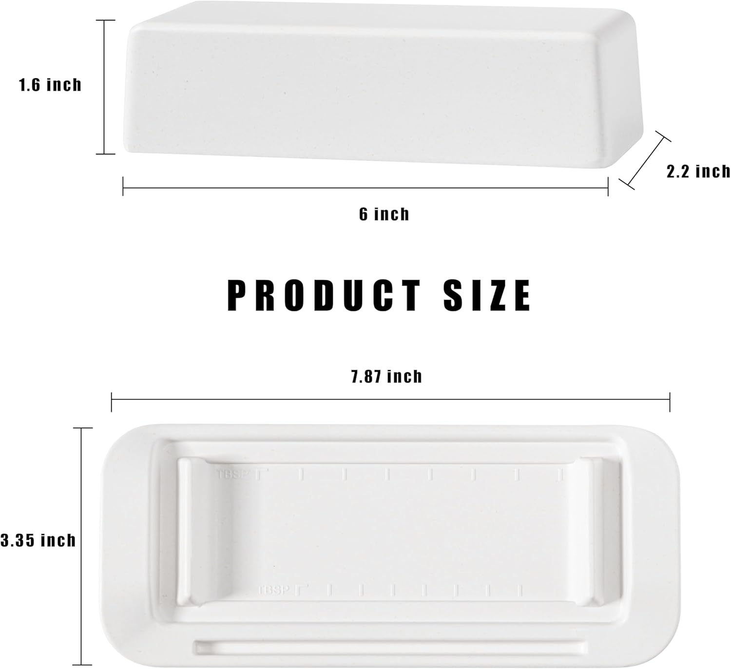 Butter Dish with Lid for Countertop, Butter Dish with Knife, Butter Keeper for Kitchen or Fridge, Bamboo Fiber Butter Tray, Butter Holder for 1 Stick Butter, BPA-free, Dishwasher Safe(White)