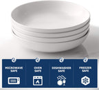 Y YHY Pasta Bowls 32oz, Ceramic Large Salad Serving Bowls, White Pasta Bowls Set, Shallow Soup Bowl Set of 4, Microwave & Dishwasher Safe