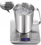 2 Pcs Stainless Steel Measuring Cup with Handle and Pour Lip, Metal Pitcher with Oz and ML marking, 16OZ/500ML), Heavy-Duty Pitcher