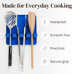 Silicone Spoon Rest for Stove Top with Drip Pad (Two Pack) - Heat Resistant BPA Free Utensil Rest & Spoon Holder for Kitchen Counter - Grill Utensil Holder - Spatula Holder, Tongs, Ladle