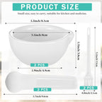 2 Sets Mini Porcelain Mortar and Pestle Set Porcelain Herb Grinder Crusher Grinding Bowl Kitchen Mixing Grinding Bowl with 2 Pieces Brushes for Seasonings, Sesame, Herbs, Medicine (80 mm)