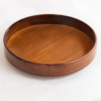 Bamboo Lazy Susan Organizer, 12'' Non-Skid Round Tray, Rotating Spice Rack, Condiment Oil Organizer, Large Lazy Susan Turntable for Cabinet, Kitchen, Bathroom, Table