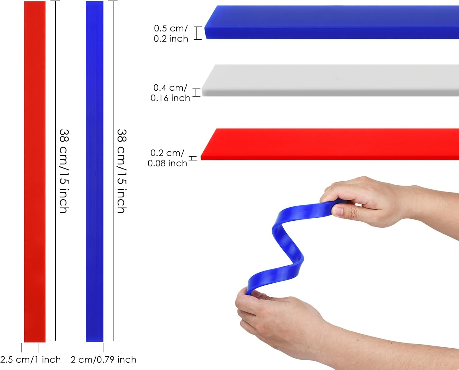 Rolling Pin Guides for Dough Thickness 6 Pieces Silicone Leveler Sticks Measuring Strips for Pastry, Cookie, etc. Baking Accessories