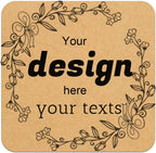 Custom Stickers Personalized Square Kraft Paper Sticker Customizable Floral Wreath Labels, Stickers for Mason Jars, Wedding Favors, Gift Tags, Party Packaging (Style 4)