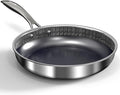 10" Hybrid Ceramic Nonstick Frying Pan, 3-Ply Stainless Steel Skillet, 2-Layer Coating, PFAS & PTFE Free, 9H Hardness & Corrosion Resistance, Dishwasher Safe, Induction Compatible-Black