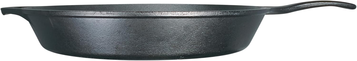 Lodge 15 Inch Cast Iron Pre-Seasoned Skillet – Signature Teardrop Handle - Use in the Oven, on the Stove, on the Grill, or Over a Campfire, Black