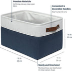 OrganiHaus Large Fabric Storage Baskets for Shelves 3 Pack, 15x11in Closet Storage Bins for Shelves, Cloth Baskets for Organizing, Linen Closet Organizers, Fabric Basket - Navy Blue/White