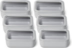 Caraway 6pc Glass Food Storage Set – 6.6 Cup Food Containers (6) - Ceramic Coated - Non Toxic, Non Stick with Lids - Microwave Safe - Gray