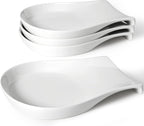 Spoon Rest for Kitchen Counter, 5.5 Inches Spoon Holder, Ceramic Ladle Rest for Stove Top, Spatula Holder Porcelain, Coffee, Kitchen Utensils Accessories, Set of 4, White