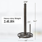 JOGREFUL Paper Towel Holder Stand, Cast Iron Kitchen Paper Towel Countertop Vintage Stand with Weighted-Base, Bathroom Organization for Family Standard Large Size Roll Paper, Gourd Top, Coffee Gold