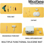 Silicone Dish Drying Mat for Multiple Usage,Easy clean,Eco-friendly,Heat-resistant Silicone Mat for Kitchen Counter or Sink,Refrigerator or Drawer Liner Yellow 5XL 36inches x 18inches