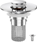 Sink Stopper Hair Catcher, Pop-up Sink Drain Strainer with Removable Stainless Steel Strainer Basket Hair Catcher, Bathroom Sink Strainer for Bathroom Sink Stopper Replacement (1PACK)