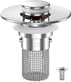 Sink Stopper Hair Catcher, Pop-up Sink Drain Strainer with Removable Stainless Steel Strainer Basket Hair Catcher, Bathroom Sink Strainer for Bathroom Sink Stopper Replacement (1PACK)
