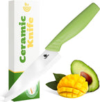 Durable Ceramic Knife for Chopping Vegetables & Fruits, 4” Non-Reactive and Professional Ceramic Chef Knife for Clean Cutting, Rust-Proof Sharp Blade with Ergonomic Handle, Gift-Ready Kitchen Knives
