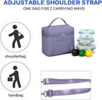 NOL Natural Organic Lifestyle Insulated Lunch Bags for Women Cooler Bag Lightweight Nylon Waterproof Lunch Box For Work (Light purple, Medium(normal))