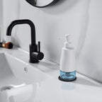 Gaussra White Soap Dispenser with Coaster and Stickers, Stainless Steel and Glass Bottle Hand Pump Dispenser, Refillable Liquid Hand Soap Dispenser for Bathroom & Kitchen (11OZ / 320ML)