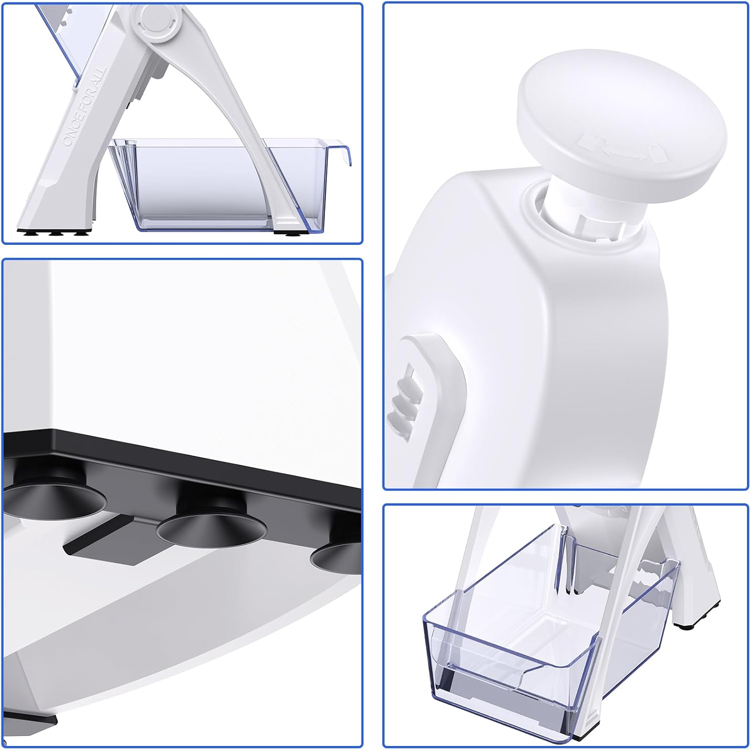 ONCE FOR ALL Safe Vegetable Slicer For Kitchen, Professional Mandoline Slicer For Food Potato Slices, Thickness Adjustable 0.1-8 mm Kitchen Artifact Fast Meal Prep (White)
