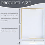 Spsyrine White Plastic Serving Tray for Ottoman, Coffee Table, Rectangle Decorative Tray for Entertaining, Outdoor, Living Room, Home Decor