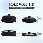 Microwave Splatter Cover Glass Microwave Cover for Food Collapsible Splatter Guard Lid with Silicone Handle for Pot Plate Bowl 10.5 Inch Black