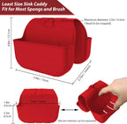 Sponge Holder for Kitchen Sink, Silicone Sink Saddle Caddy Organizer Rack, Sponges Holder Over Faucet, Hanging Kitchen Organizer Accessories Rack Basket Red