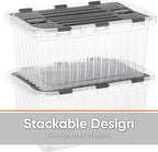 Superio Storage Bins with Lids, Clear Plastic Containers for Organizing, Stackable Totes, BPA Free, Odor Free, Organizer Boxes for Home, and Dorm (4 Pack, 20.25"x14"x14.6")