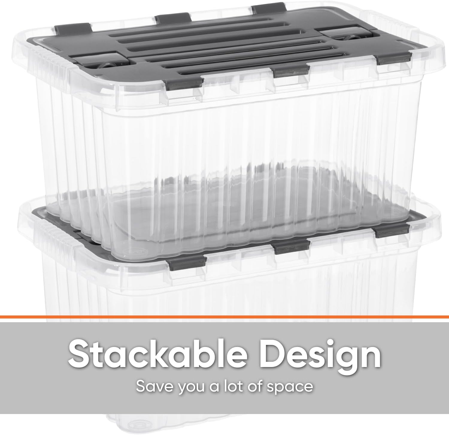 Superio Storage Bins with Lids, Clear Plastic Containers for Organizing, Stackable Totes, BPA Free, Odor Free, Organizer Boxes for Home, and Dorm (4 Pack, 20.25"x14"x10.5")