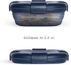 STOJO Collapsible Sandwich Box – 24oz, Reusable Food Storage Container, Silicone Bowl for Hot/Cold Food – Meal Prep, Lunch, Camping, Hiking – Dishwasher Safe (Set of 1, Denim Blue)