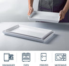 Delling Large Serving Platter, 16/14/12 Inch Rectangular Serving Trays for Serving Food, Serving Tray for Party - Set of 3, White