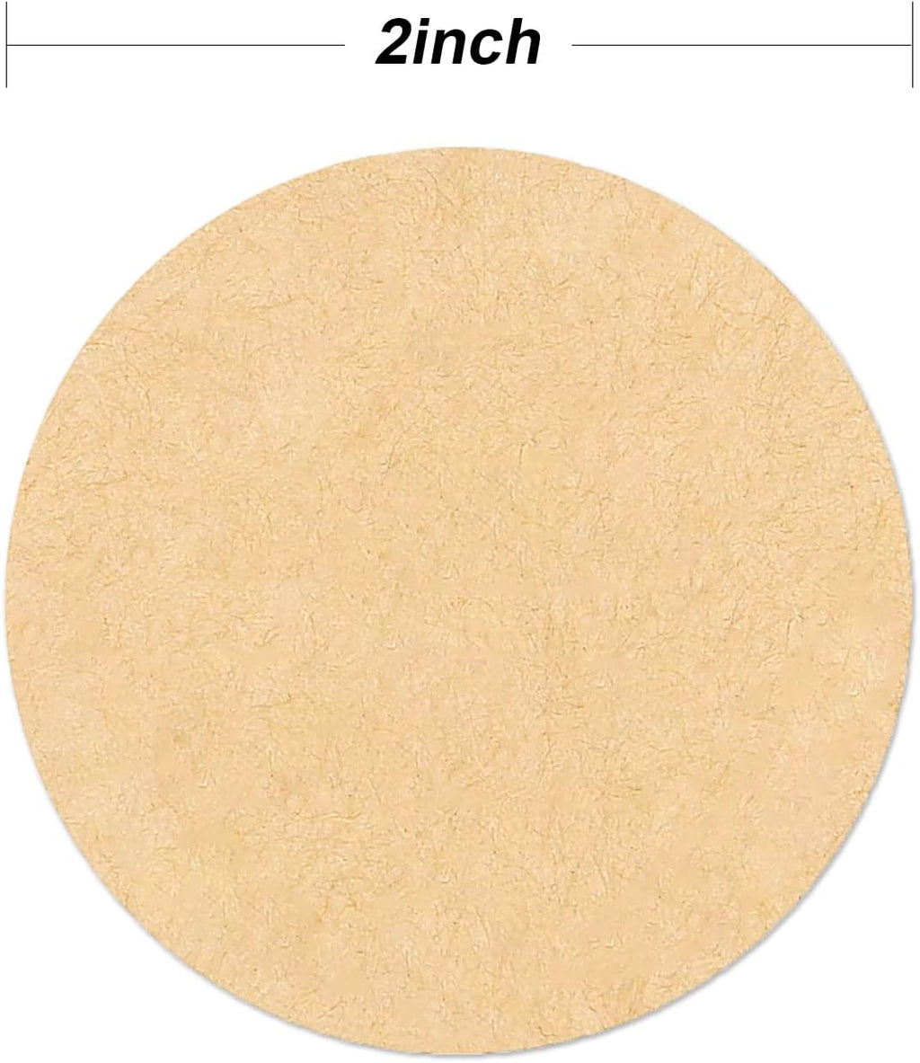 2 Inch Natural Brown Kraft Stickers (500 Per Roll), Round Blank Labels for Jars and Lid, Permanent Adhesive Kraft Stickers, Mason Jar Bottle Canning Labels