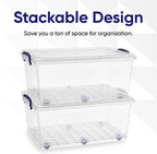 Superio Storage Bins with Lids, Clear Plastic Containers for Organizing, Stackable Totes, BPA Free, Odor Free, Organizer Boxes for Home, and Dorm (2 Pack, 32 Quart)