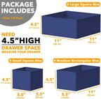 SpaceAid Drawer Organizer for Clothes, 12 Pack Dresser Drawer Organizer Bins, Closet Organizers and Storage Dividers for Clothing, Underwears, Socks (Blue)