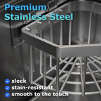 Sponge Holder Corner Sink Caddy Sink Organizer for Kitchen Bathroom Stainless Steel Triangle Soap Holder with 2 Pcs Adhesive Hook(L)