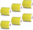 BETCKEY - 4" x 2.5" Shipping & Multipurpose Labels Compatible with Zebra & Rollo Label Printer,Premium Adhesive & Perforated[Yellow, 6 Rolls, 3720 Labels]