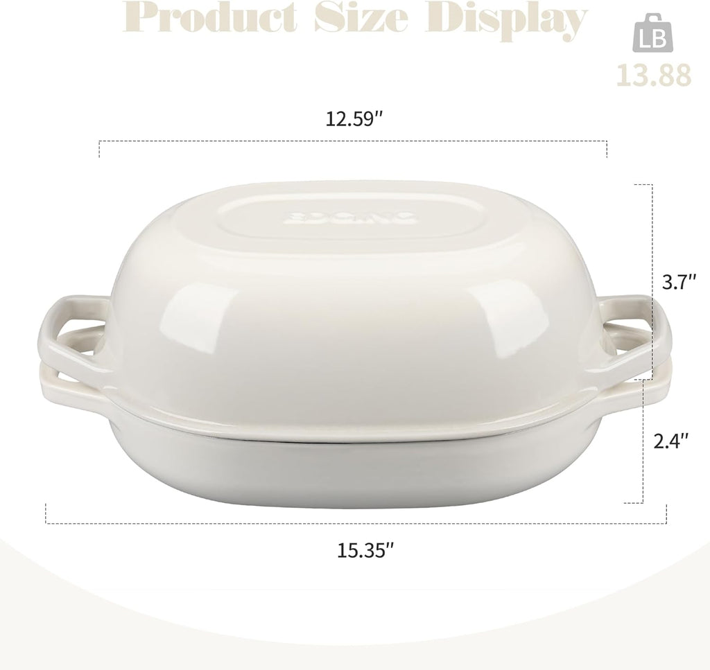 Enameled Cast Iron Dutch Oven Pot with Lid, Oval Dutch Oven for Bread Baking, Bread Oven for Homemade Sourdough Bread Baking, 7qt, White