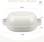 Enameled Cast Iron Dutch Oven Pot with Lid, Oval Dutch Oven for Bread Baking, Bread Oven for Homemade Sourdough Bread Baking, 7qt, White