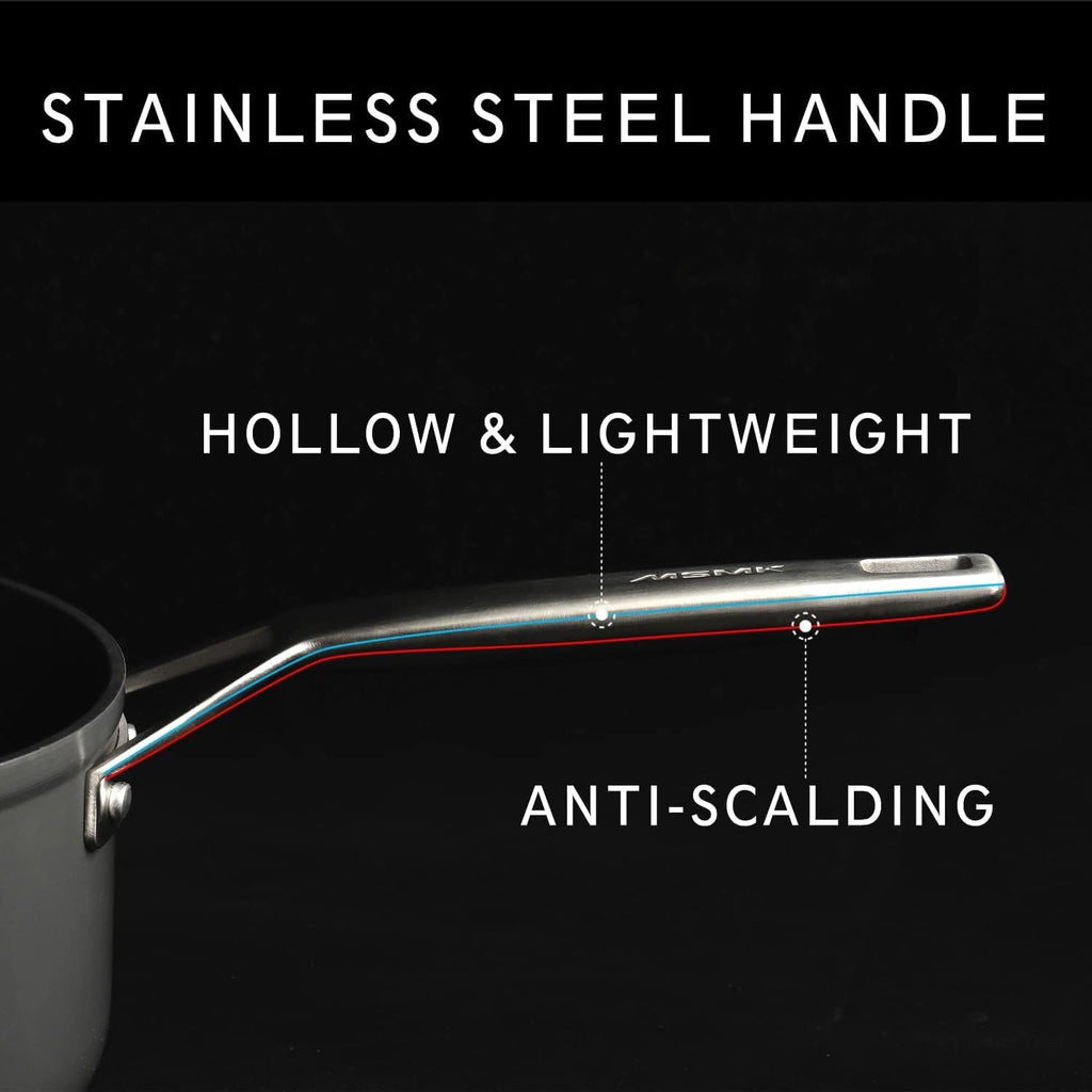 MSMK 2 Quart Saucepan with Lid, Burnt also Nonstick, PFOA Free Non-Toxic, Oven Safe to 700 ℉，Scratch-resistant, Induction Cooking Pot, for Induction, Ceramic and Gas Cooktops