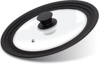 Tempered Glass Lid - Universal Lid with Heat Resistant Silicone Rim for Pots, Pans and Skillets - Pan Cover Replacement Lid Fits 6.5", 7" and 8" Diameter Cookware