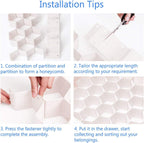 Poeland Drawer Divider Organizer 8pcs DIY Plastic Grid Honeycomb Drawer Divider White 2 Pack