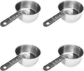1/2 Cup Stainless Steel Measuring Cup | Sturdy Metal 125 ml | 125 cc | 4 oz | Single Cup for Wet and Dry Ingredients | Great for use as 1/2 Cup Dog Food Scoop - 4 PK