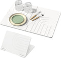 Luxspire Large Stone Drying Mat for Kitchen Counter 24"x16"- Fast-Absorbing Dish Drying Mat Non-Slip Drying Pad for Dishes, Utensils, Cups Waterproof Counter Protector for Kitchen Bathroom, White
