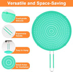 Splatter Screen for Frying Pan, Grease Splatter Guard, Heat-Resistant Splatter Guards for Frying, Silicone Splatter Guard for Everyday Cooking, Dishwasher Safe, Green （16in×12in×0.5in)