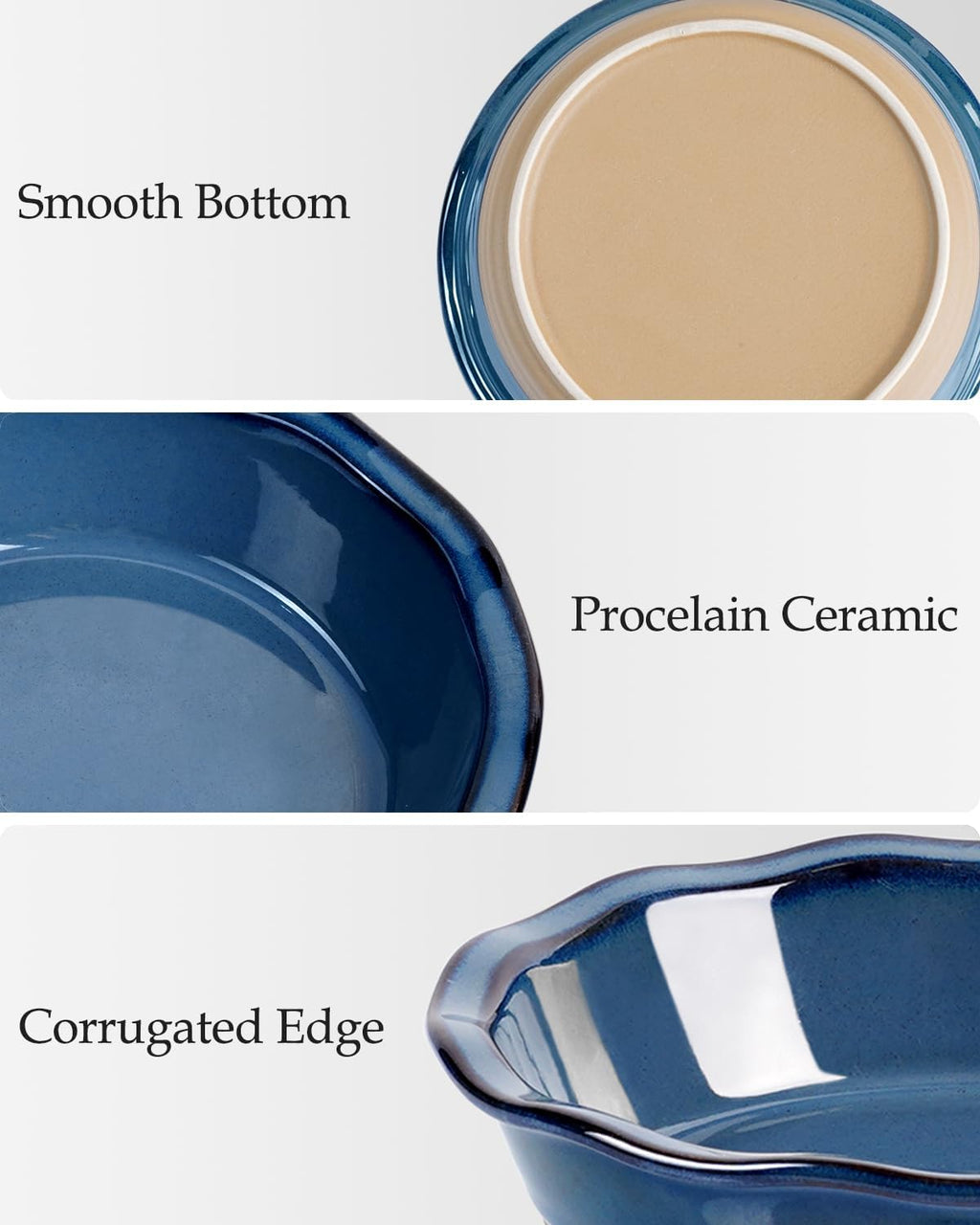 NUTRIUPS 6.5 Inch Ceramic Pie Pans Set of 4, Round Baking Dish for Kitchen, Round Pie Dish Oven Safe