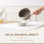 Nonstick Saucepan with Lid, 2 Quart Sauce Pan, Healthy Sauce Pot with Pour Spouts for Multipurpose Use, PTFE, PFOA Free, Induction Compatible, Apricot