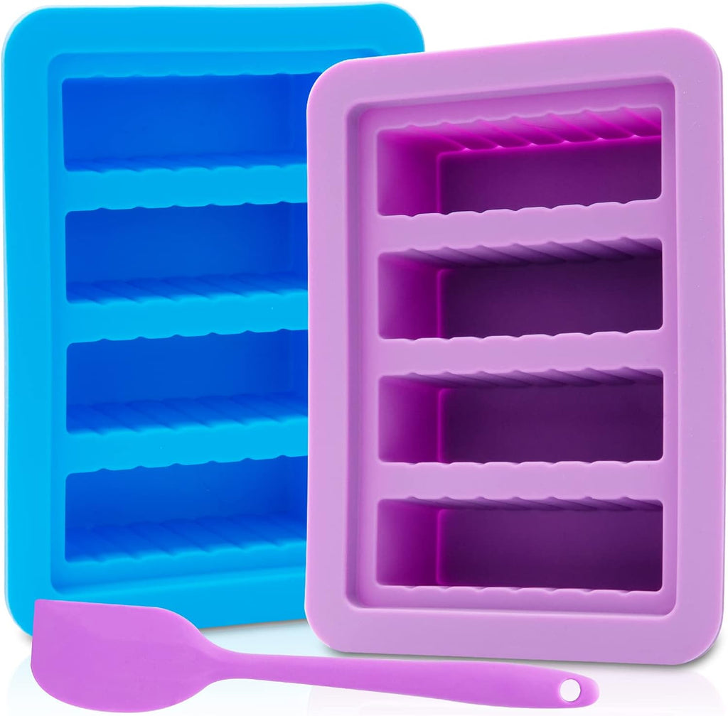 2 Packs Silicone Butter Mold, Butter Tray with Lid, Large Butter Maker with Silicone Spatula, Rectangle Container for Homemade Herbed Garlic Butter Brownies Soap Bar Energy Bar