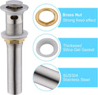 CREA Bathroom Sink Drain, Bathroom Sink Stopper with Drain Hair Catcher Pop Up Drain 1 1/2" for Bathroom Vanity Kitchen Sink with Overflow, Brushed Nickel