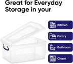 Superio Storage Bins with Lids, Clear Plastic Containers for Organizing, Stackable Totes, BPA Free, Odor Free, Organizer Boxes for Home, and Dorm (4 Pack, 28.5 Qt)