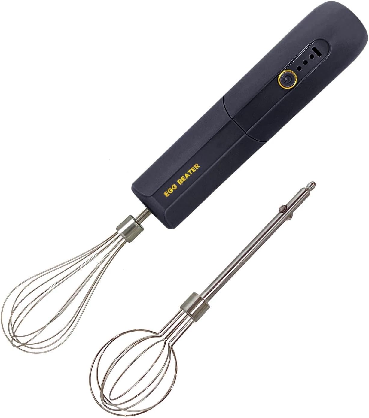 Cordless Hand Mixer, Foldable Design Handheld Electric Whisk with 3 Speed Modes, Hand Held Egg Beater with 2 Detachable Stir Whisks (Black)