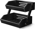 G.a HOMEFAVOR Fruit Basket for Kitchen, 2-Tier Fruit Bowl for Kitchen Counter, Vegetable Storage Stand for Fruit Shop, 15 mm Thickness (BLACK)